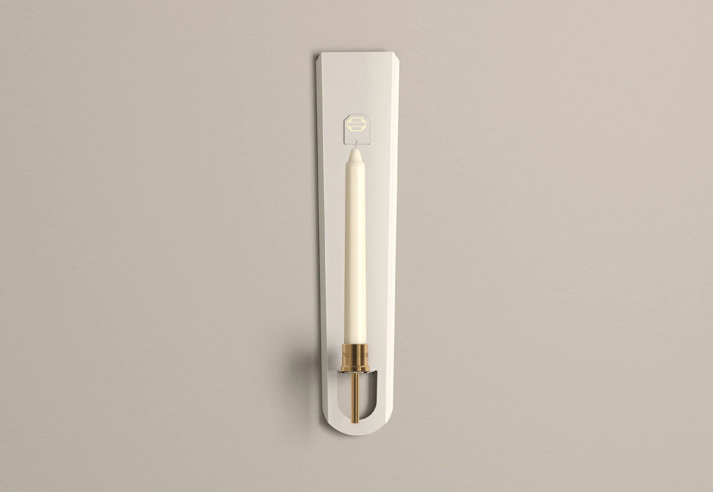 A white vitreous enamel candle sconce