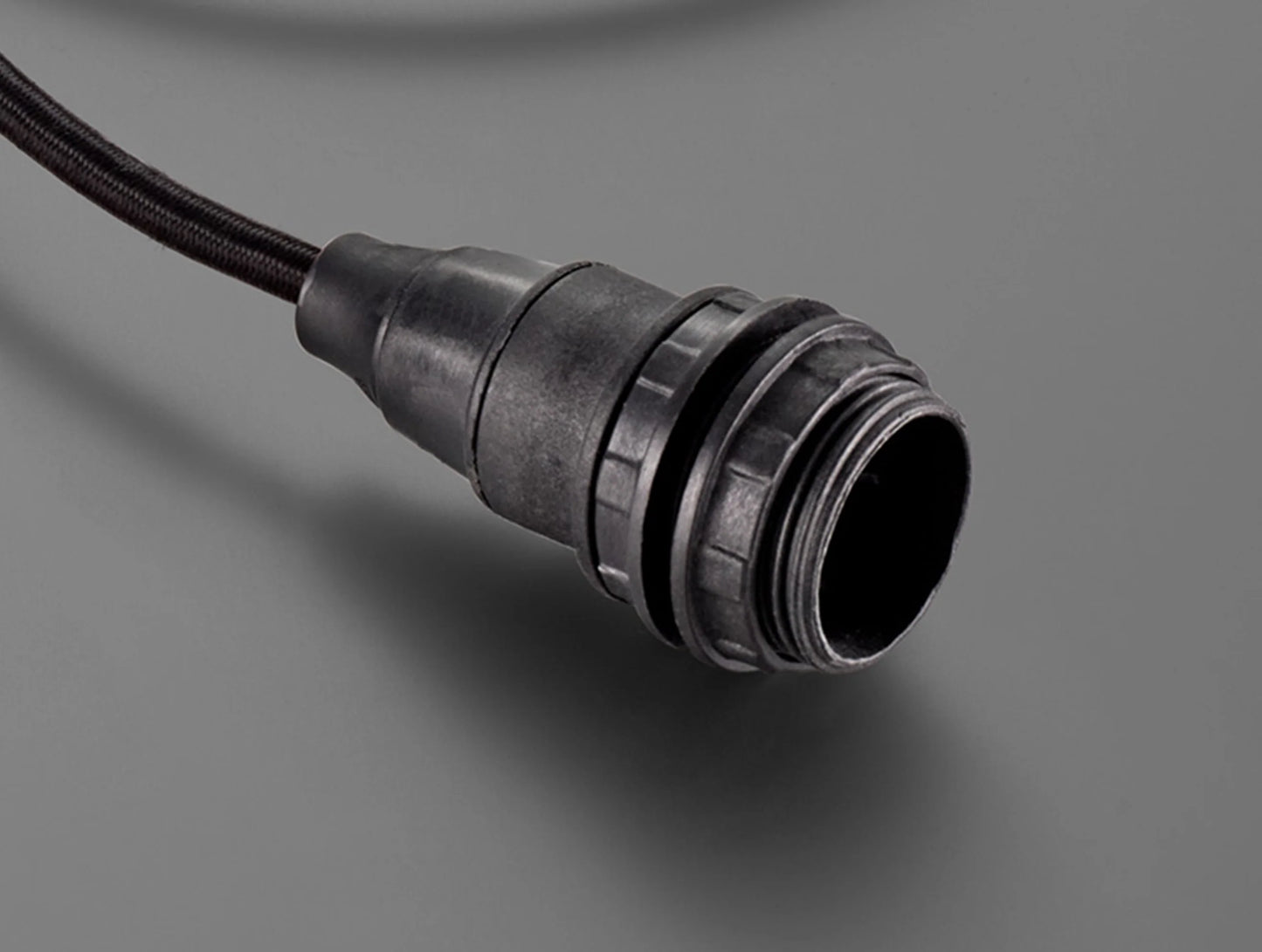 Close up of the black Industrial pendant set