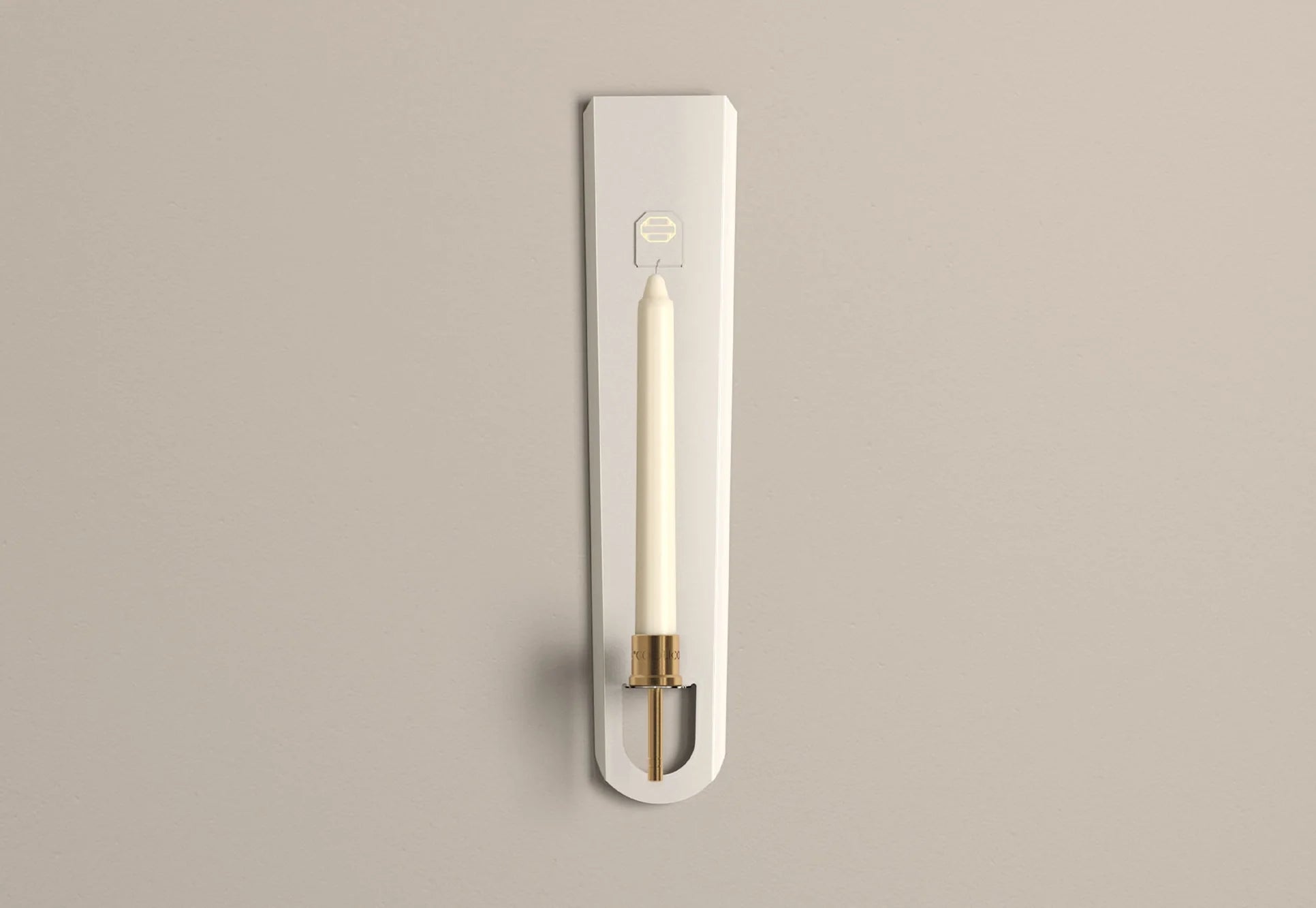 A white vitreous enamel candle sconce