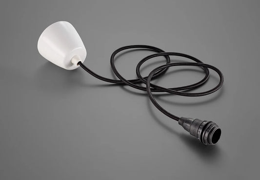 An E14 Industrial Coolicon pendant set with a Vitreous Enamel ceiling cup