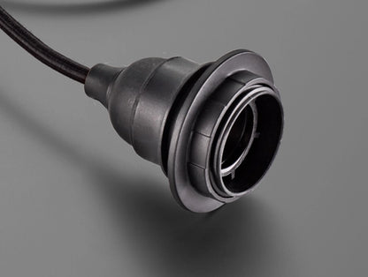 Close up of the black Industrial pendant set